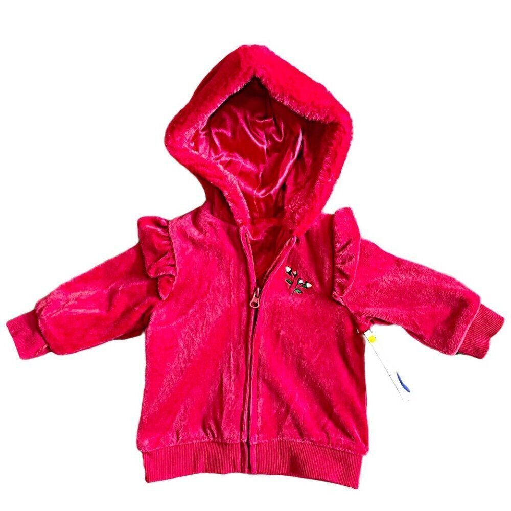 Ruffle Hoodie Floral Embroidery Nordstrom NWT Size 6‎ Months